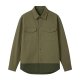 Olive Green Fake Two-piece Utility Shirt - Layered Design Outerwear