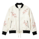 Cream Baseball Jacket with Cherry Blossom Embroidery