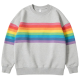 Gray Crewneck Sweatshirt with Rainbow Stripes