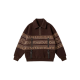 Brown Pullover Jacket with Paisley Stripes & Buckle Details