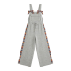 Gray Knit Overalls with Ethnic Striped Trim