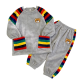 Gray Fleece Pajama Set with Teddy Bear & Rainbow Stripes