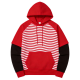 Red, Black & White Striped Raglan Hoodie