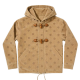 Khaki Corduroy Hooded Duffle Coat with Polka Dots